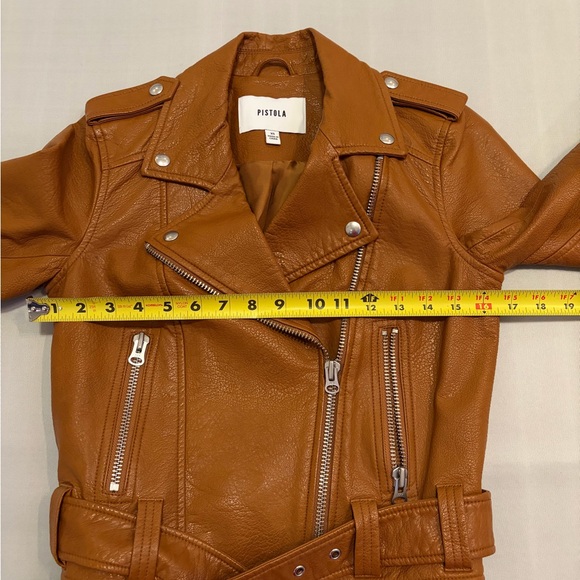 Pistola REVOLVE Tracy Moto Faux Leather Jacket in Cognac Brown New size XS - Picture 14 of 14